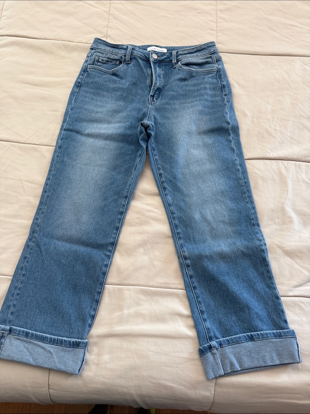 Flying Monkey Light Blue Cropped Straight Jeans